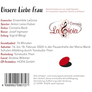 CD back cover Unsere Liebe Frau